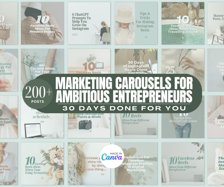 30 Days of Done For You Marketing Carousels for Ambitious Entrepreneurs